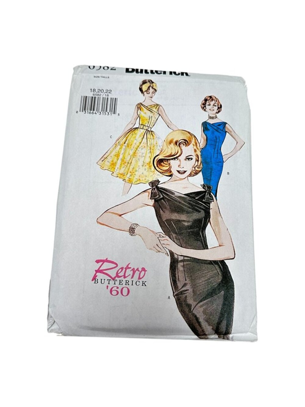 Butterick Pattern 9582 Retro 60s Dress Jackie O Size 18 20 22 Sewing UNCUT